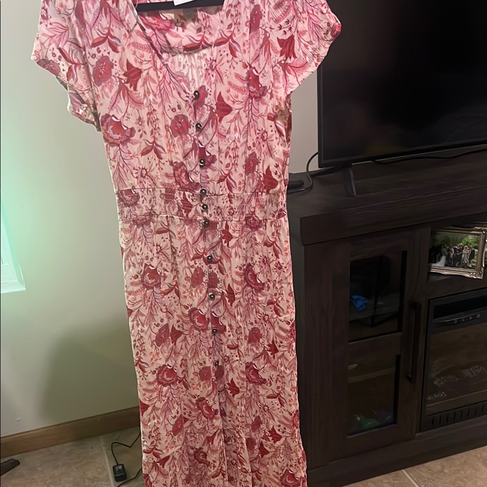 Knox Rose Pink Floral Button-Down Maxi Dress